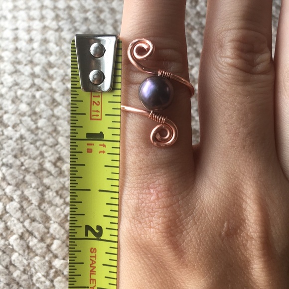 Black pearl copper wire wrapped ring - Picture 3 of 3